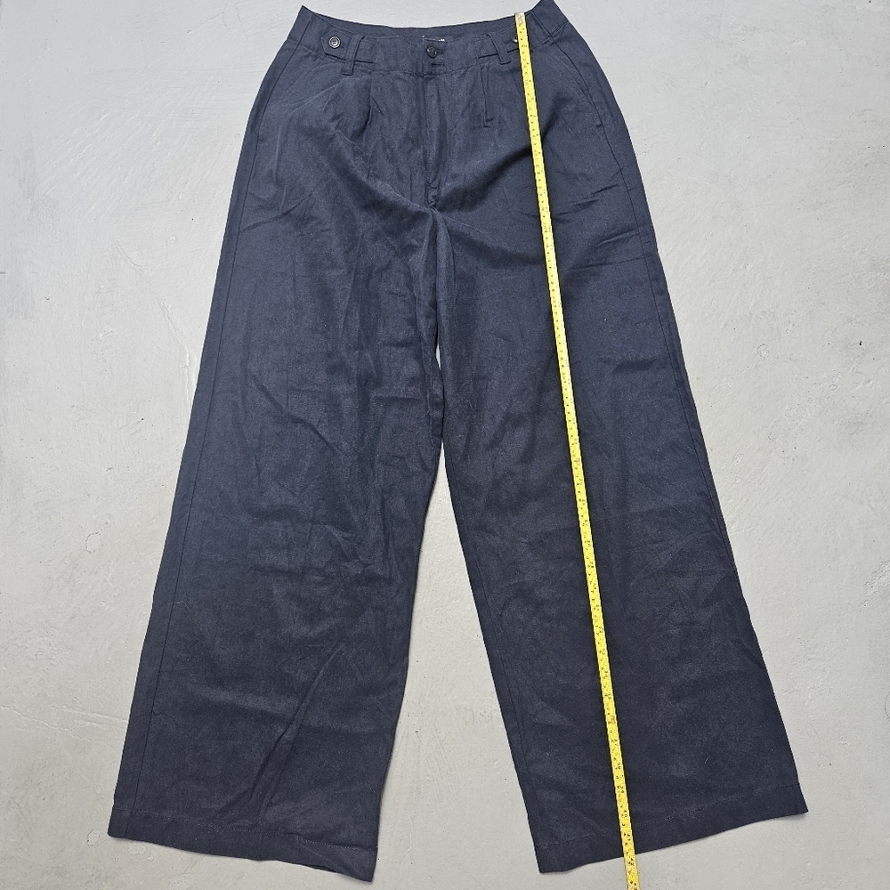 Madewell Palazzo Wide Legged Relaxed  Pants Lenin Blend True Navy Blue Sz 6 - Picture 10 of 16